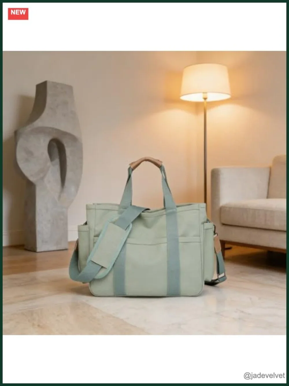 Canvas Crossbody Tote Bag with Multi Pockets Work Handbag Messenger Travel Purse